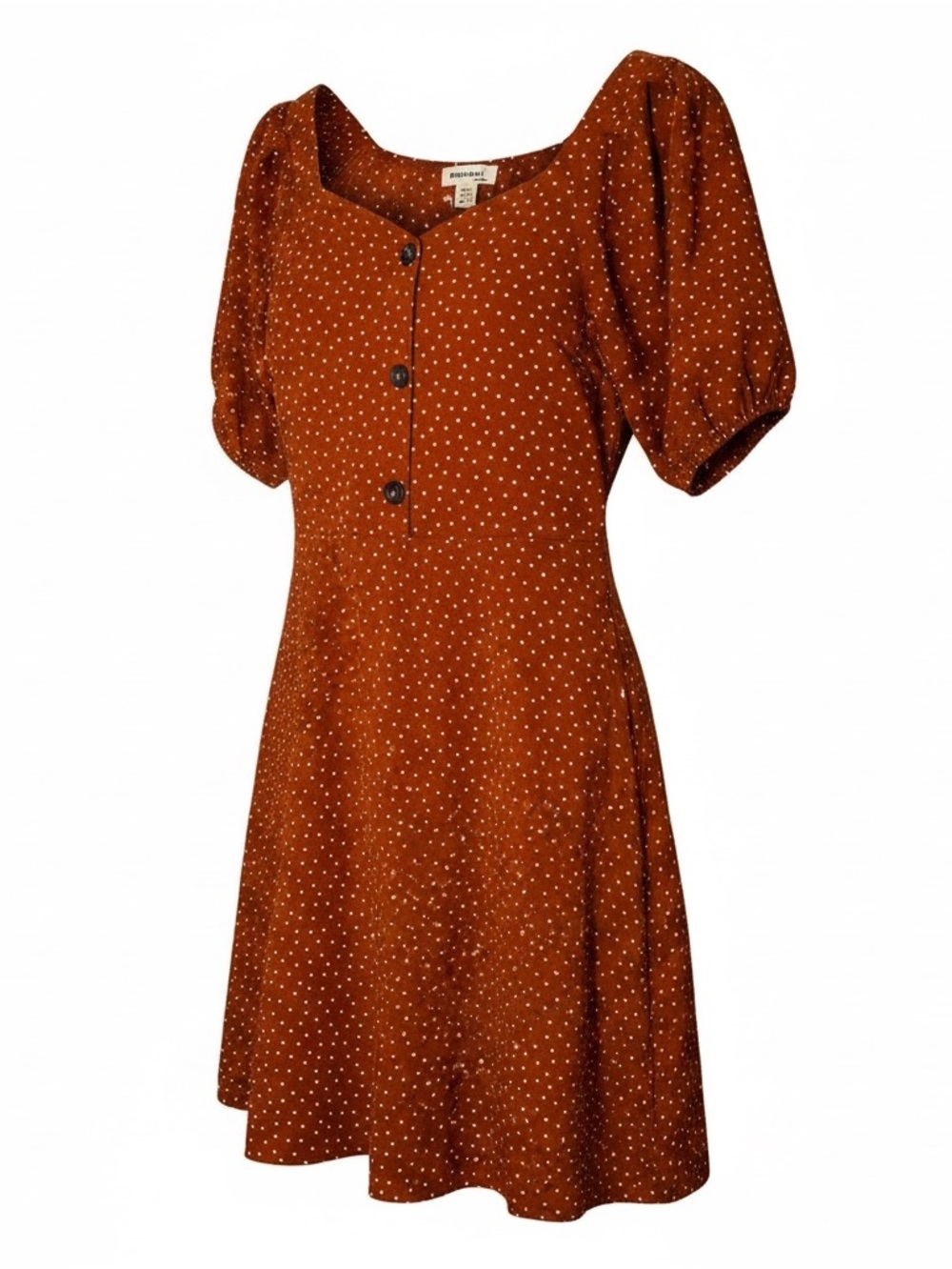 Monteau Rust Orange Polka Dot Button-Front Dress - Size M